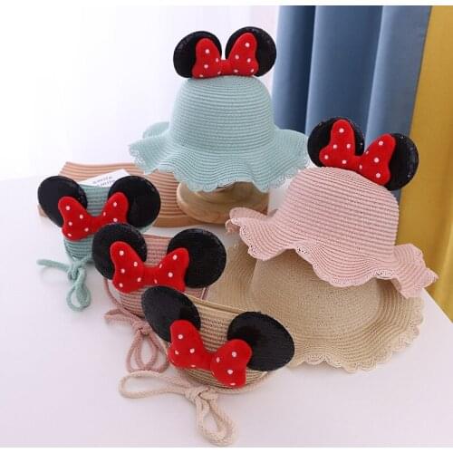 Panama Hat Children Flowers Straw Girl Sun Hat Handbag Bags Summer Sunscreen Cute Princess Beach Fisherman Cap Kid Beanie