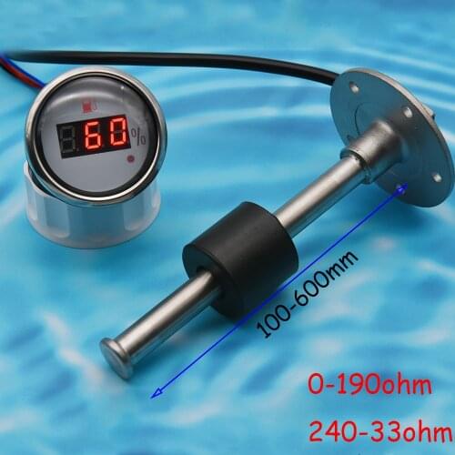 Waterproof Fuel Level Meter 52MM Fuel Level Sensor 100-350mm Oil Tank Level Indicator Meter 0-190ohm 240-33ohm fit Marine Car