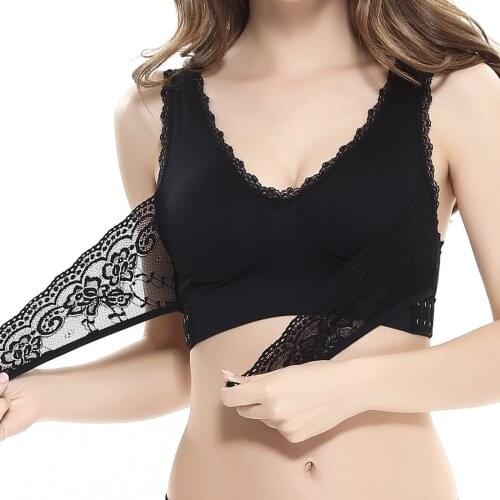 Women Fashion Lace Side Support Cross No Rims Adjustable Yoga Sports Bra