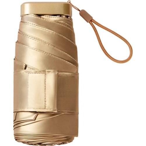 Ultra light cloth ladies umbrella small gold umbrella foldable portable five-fold umbrella blocking ultraviolet manual type