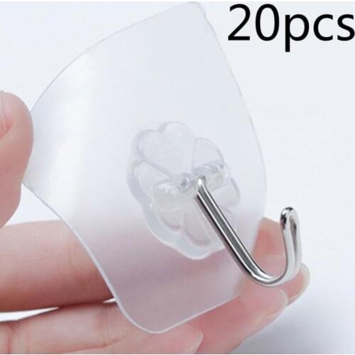 20pcs Stainless steel Wall Strong Suction Cup Hook Hangers Load Bearing 5G Waterproof Transparent Bathroom Kitchen Wall Hange