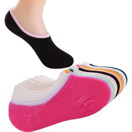 5pairs Women Boat Socks Cute Candy Color Girls Sock Slippers Meias Sokken Ladies Invisible Silicone Non-slip Summer Bamboo Socks