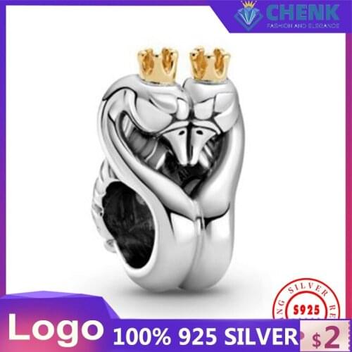 799315C00 LOGO Passions Swans Heart Charm new Two-tone Swans & Heart Charm original bracelet charms for bracelet making designer