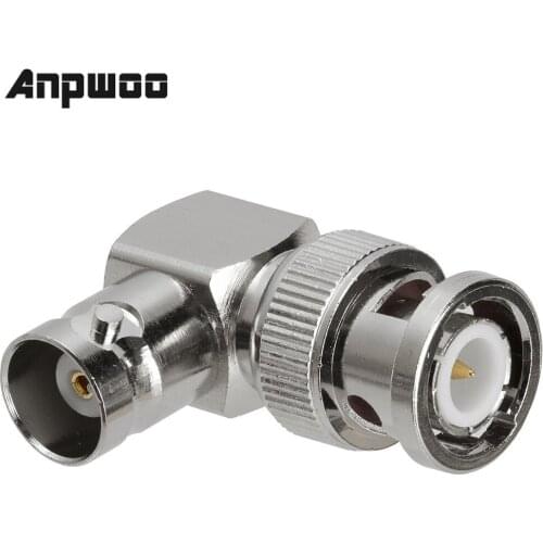 ANPWOO Right angle BNC plug male to BNC female jack connector right angle M/F Adapter Connector CCTV Terminals