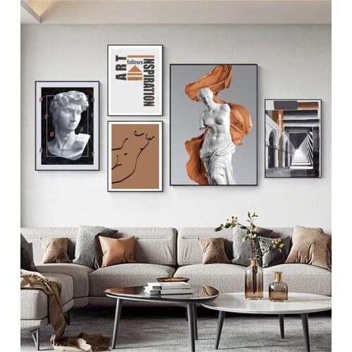 Architecture gothic Broken arm statue David art modern decorative Picture Canvas Wall Art Poster for room hotel office decor
