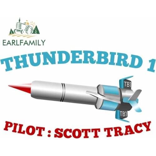 EARLFAMILY 13cm x 7.6cm For Thunderbird 1 Pilot Scott Tracy Car Sticker Personality Decal Laptop Windshield Car Door Protector