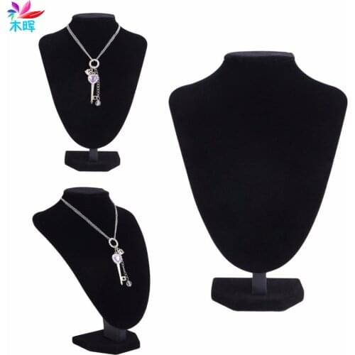 Velvet Jewelry Necklace Pendant Neck Model Props Display Stand Holder 25*18cm Black