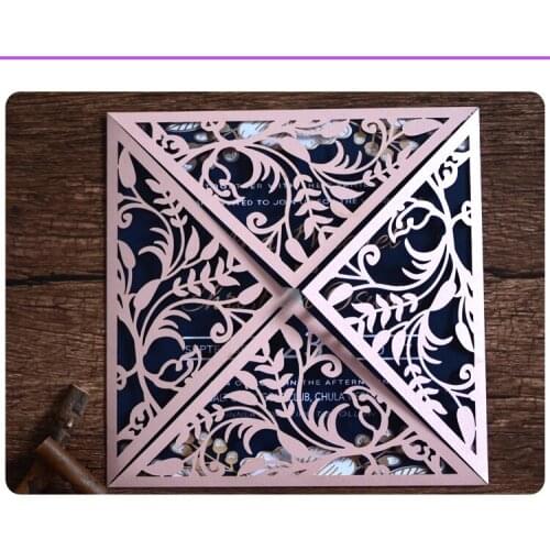 Free shipping 50set inc215 wine red Tree Laser Cut Marriage Wedding Invitation Greeting Card Pattern Wedding Card Hollow Out