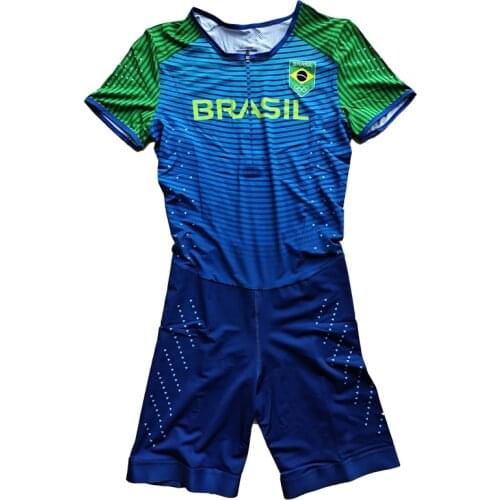 Brazil Speedsuit ShortSleeve Tights Man Track & Field Fast Running One Piece Suit Leotard Fast Speed Running Outfit Customizable