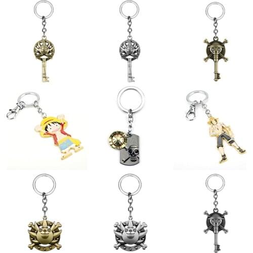 Anime Straw hats Luffy Thousand Sunny Ship Logo Skull Skeleton Keychains Keyrings For Women Men Fans Gift