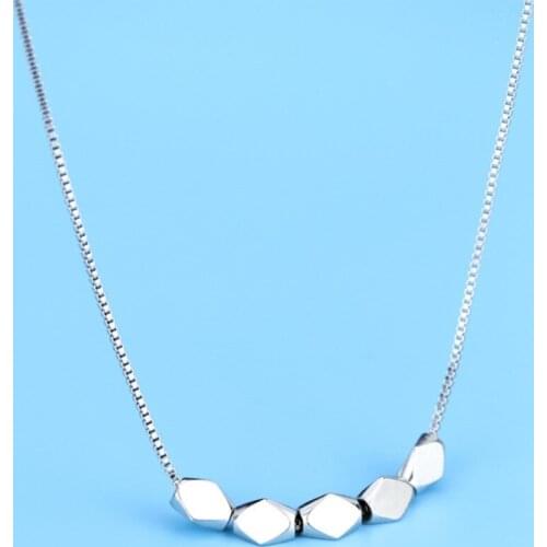 925 Sterling Silver Necklace 18 inches Box chain geometry beans Pendant For Women top quality Fashion Jewelry Christmas Gifts