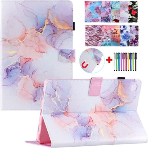 2020 Tablet Marble Cover For Samsung Galaxy Tab S6 Lite 10.4 Case SM-P610 SM-P615 Painted Caqa Leather PU Coque Flip Stand Shell
