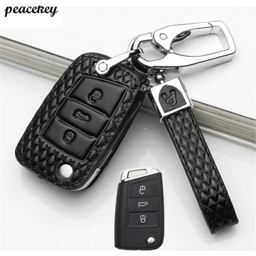 Genuine Leather car key cover case for Volkswagen polo passat golf 5 6 tiguan Gol CrossFox Plus Eos Scirocco Beetle Keyring bag