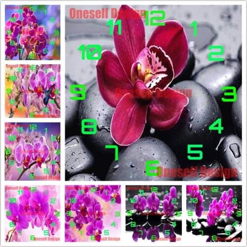 Flower 5d diamond painting full square clock diamond embroidery sale clock diamond mosaic sale clock flower home Christmas gift