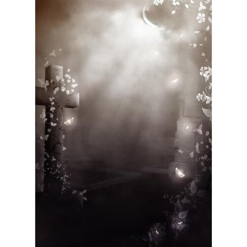 Cross Leaves Moonlight Photo Background Vinyl Cloth Backdrops for Children Baby Halloween Party Photophone Photography Props
