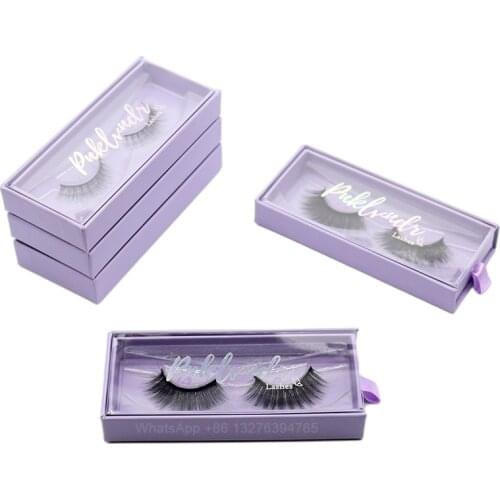 Holographic Logo Eyelash Packaging Box Rectangular Transparent Drawer Lash Case Wholesale Natural 3D Mink Lashes With Packing