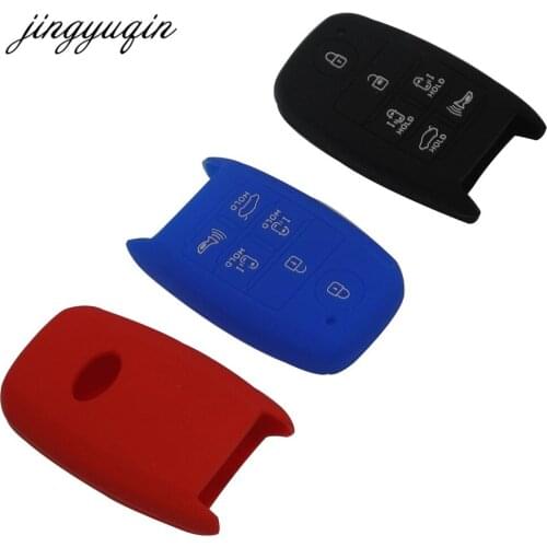 Jingyuqin 30pcs/lot Silicone Skin Key fob Case for KIA Grand Carnival Sorento Sedona 6 Button Smart Remote KeyLess Cover