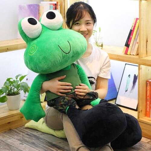 Kawaii anime frog plush toy long leg green frog doll large soft body frog sleeping pillow for children girl gift 39inch 100cm