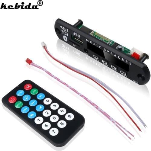 Kebidu Hot Wireless Bluetooth Audio Module MP3 WMA Decoder Board USB TF FM Radio 5V 12V for Car Build in Car Speaker MP3 Player