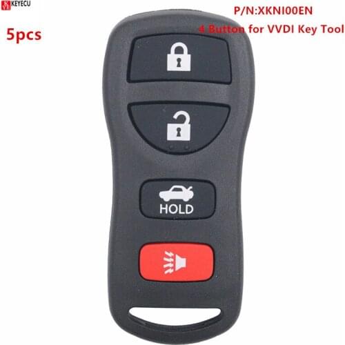Keyecu 5pcs XHORSE (English Version) Universal Remote wire Car Key Fob for VVDI Key Tool VVDI2 4 Button XKNI00EN