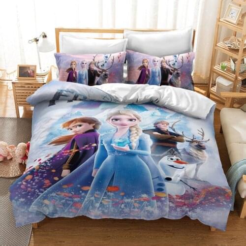 Disney cartoon 3D Printed Bedding Set Frozen Elsa Anna Rapunzel Princess Single Bedlinen Duvet Cover Pillowcases for girl gift
