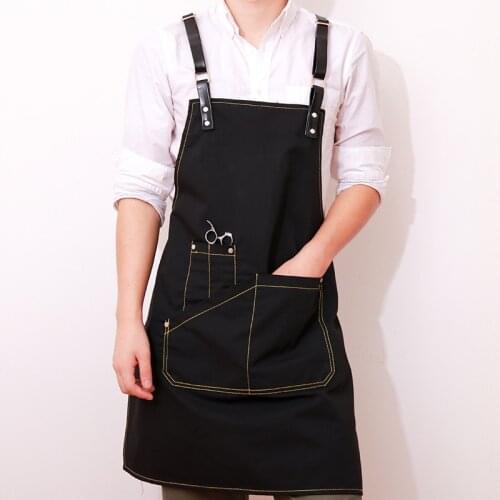 Cowboy apron Korean version of men and women painting barista tea shop waiter printing hairdressing uniform custom logo