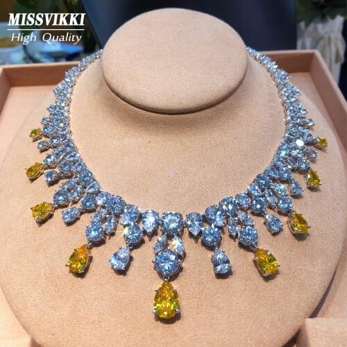 Missvikki Luxury African Sparkly Necklace Earrings Set For Women Bridal Wedding Jewelry Set High Quality Be Original Ladies