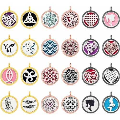 Fashion Jewelry gold/rose gold/black 30mm Aromatherapy locket essential oil Diffuser Locket pendant fit necklace 5pcs free pads
