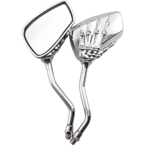 Motorcycle Chrome Skeleton Skull Hand Claw Rearview Side Mirrors Handlebar Mount 8 10 mm For Harley Honda Suzuki Cruiser
