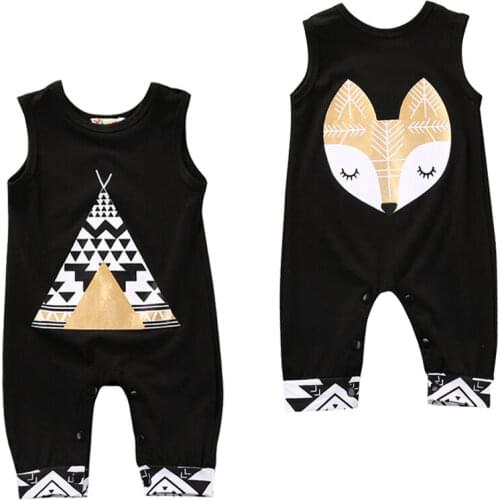 2020 New Fashion Cotton Newborn Baby Boy Girl Sleeveless Romper Jumpsuit Infant Dungaree Outfits