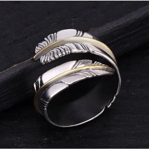 BOCAI New Real s925 Silver Jewelry open Couple Man and womens Tail Rings Feathers Individual 2021 Fashion single Woman Ring