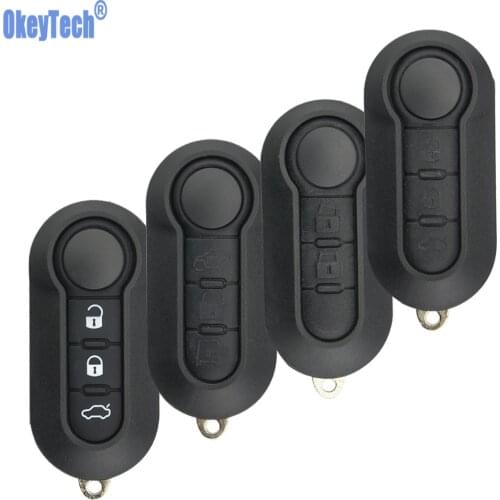 OkeyTech For FIAT 500 Panda Punto Bravo Car Alarm Keyless Key Case 3 Button Flip Folding Remote Key Case Shell Cover SIP22 Blade