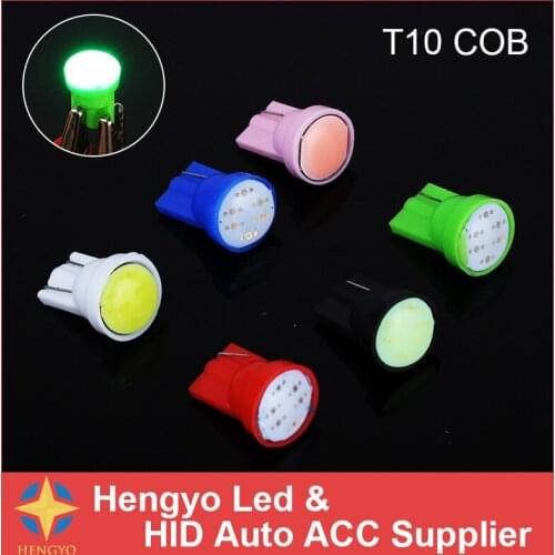Wholesale10 x T10 Led COB W5W Car Led High Power 12v Light Bulbs T10 W5W 184 194 Led Side Light White Blue Red Pink Green