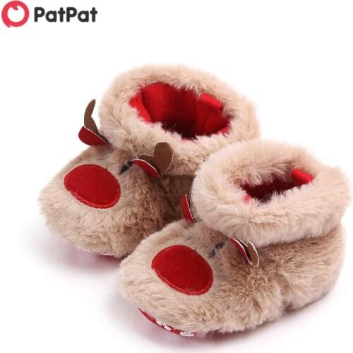 PatPat 2020 New Winter Baby / Toddler Animal Elk Embroidered Fluff Christmas Prewalker Shoes for Baby Unisex Shoes