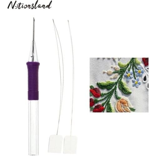Plastic Handle Embroidery Pens Sewing Embroidery Punch Needle Weaving Tools for DIY Craft Stitching Applique Supplies