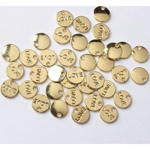 Alloy Charms Golden Mini LOVE Letter Coin Charms Pendant 10mm 10pcs/lot For DIY Fashion Earrings Jewelry Making Accessories