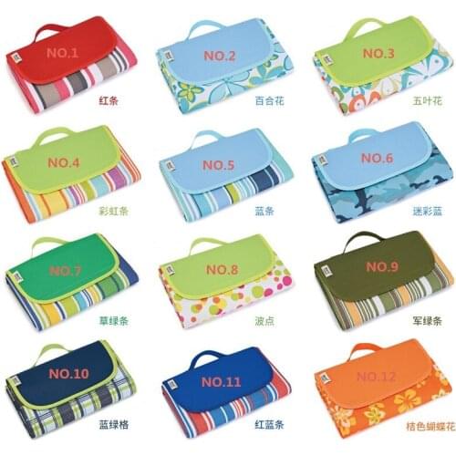 Portable Picnic Mat 59''x79'' Striped Outdoor Camping Mat Foldable Waterproof for Picnics Beach Travel Outings Blanket with Tote