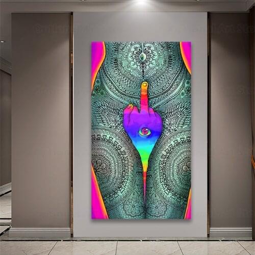 Psychedelic Trippy Visual Abstract Modern Painting HD Canvas Painting Canvas Posters and Prints Wall Art Bar Home Decor Sticker