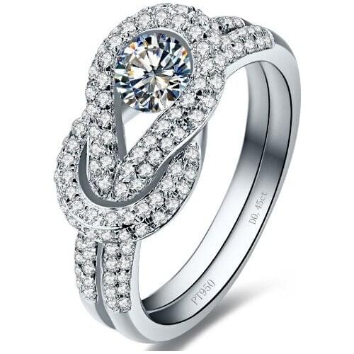 Luxury 0.45Ct Certified Genuine Moissanite Solid 18K White Gold Women Wedding Ring Fine White Gold Au750 Female Ring