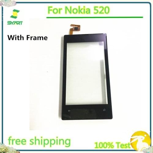 Touch Screen Digitizer Glass Panel Front Glass Lens Sensor With Frame For Nokia Lumia 520