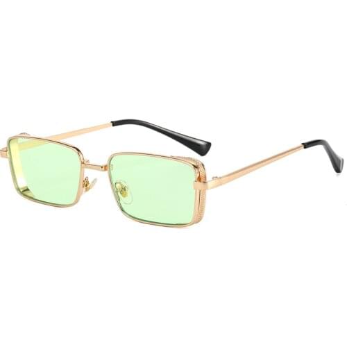 JASPEER Steampunk Rectangle Sunglasses Men Punk Sun Glasses for Men UV400 Driving Eyeglasses Metal Fashion Eyewear