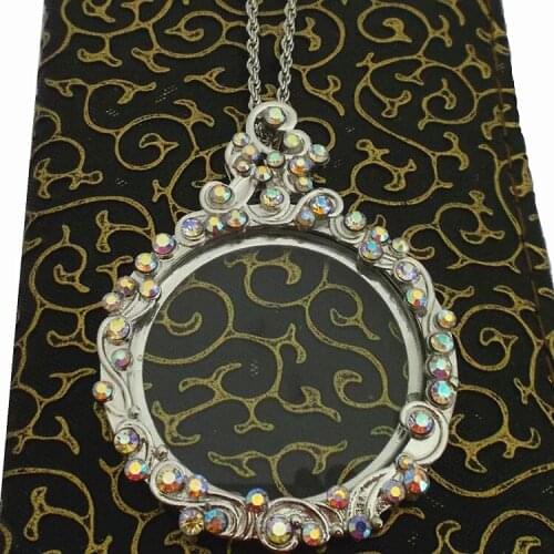 10 times portable glass high definition magnifier pocket reading old student Necklace carving gift enlargement mirror