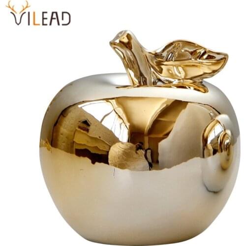 VILEAD Golden Mirror Nordic INS Ceramic Apple Golden Plated Living Room Bedroom Desk Decoration Art Interial for Home Decor