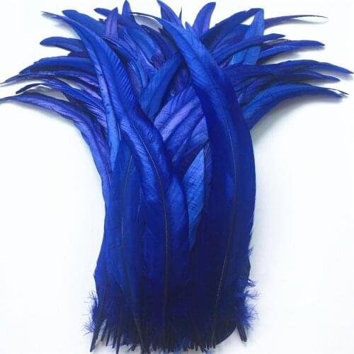 Top Quality 50 Pcs Royal blue Rooster Tail Feather 30-35cm 12-14inch Natural Feathers Wedding Decoration clothing accessories