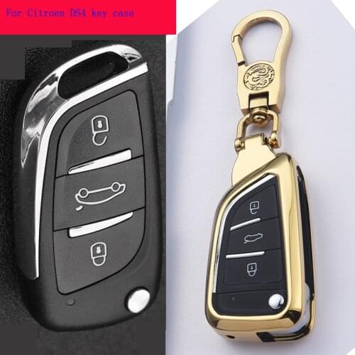 High-Quality Galvanized Allo+TPU Soft Adhesive Car Smart Key Case Cover Fob for Citroen DS4 CROSSBACK Accessories