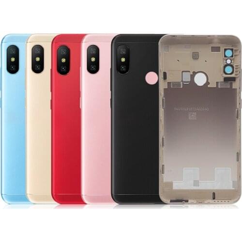 For Xiaomi Redmi 6 Pro/ Mi A2 Lite Battery Back Cover Rear Housing Rear Door Camera Glass Lens Repair Spare Parts + Side Key