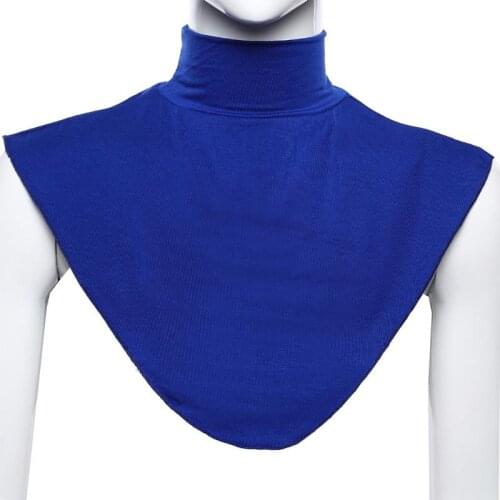 Women Muslim Modal Fake False Collar Islamic Hijab Extensions Turtleneck High Neck Cover Warmer Bright Solid Color Half Top