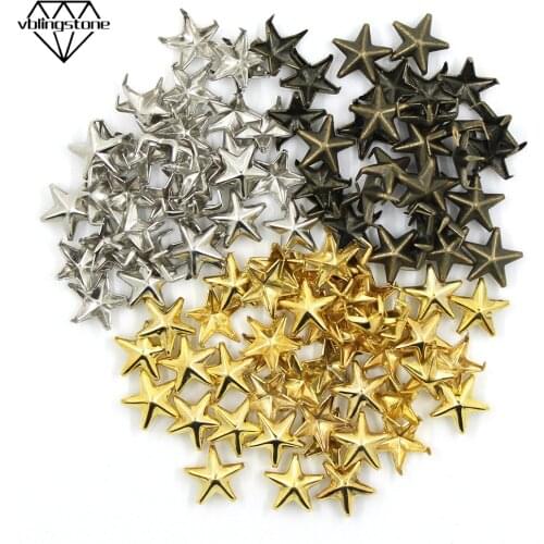 100Pcs Star Shape Rivets Sliver Metal 5 Claws Studs Crafts DIY For Leather 10mm Studs And Spikes For Clothes Punk Accessories