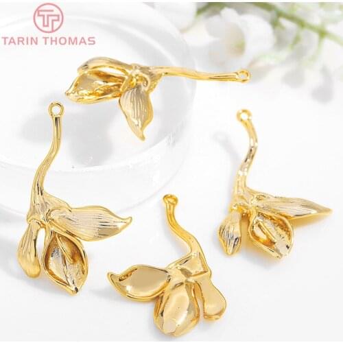 6PCS 19x30MM 24K Gold Color Brass Tree Leaf Leaves Earrings Connector Charms High Quality Jewelry Findings Accessories