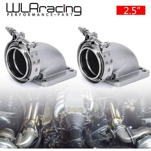 2 Pieces 2.5" Vband 90 Degree Cast Turbo Elbow Adapter Flange 304 Stainless Steel + Clamp and Flange For T3 T4 Turbocharger